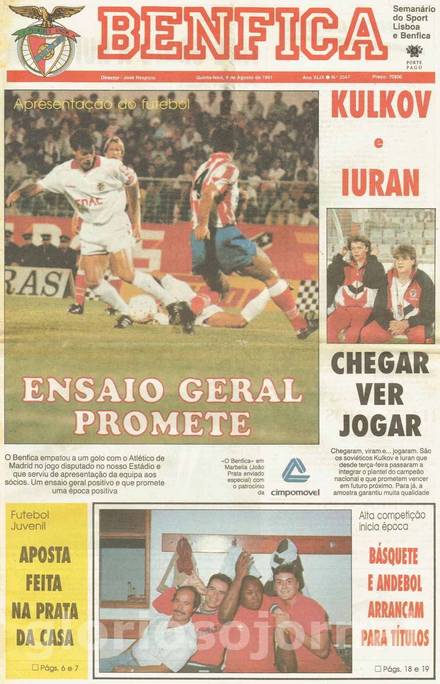 jornal o benfica 2547 1991-08-08